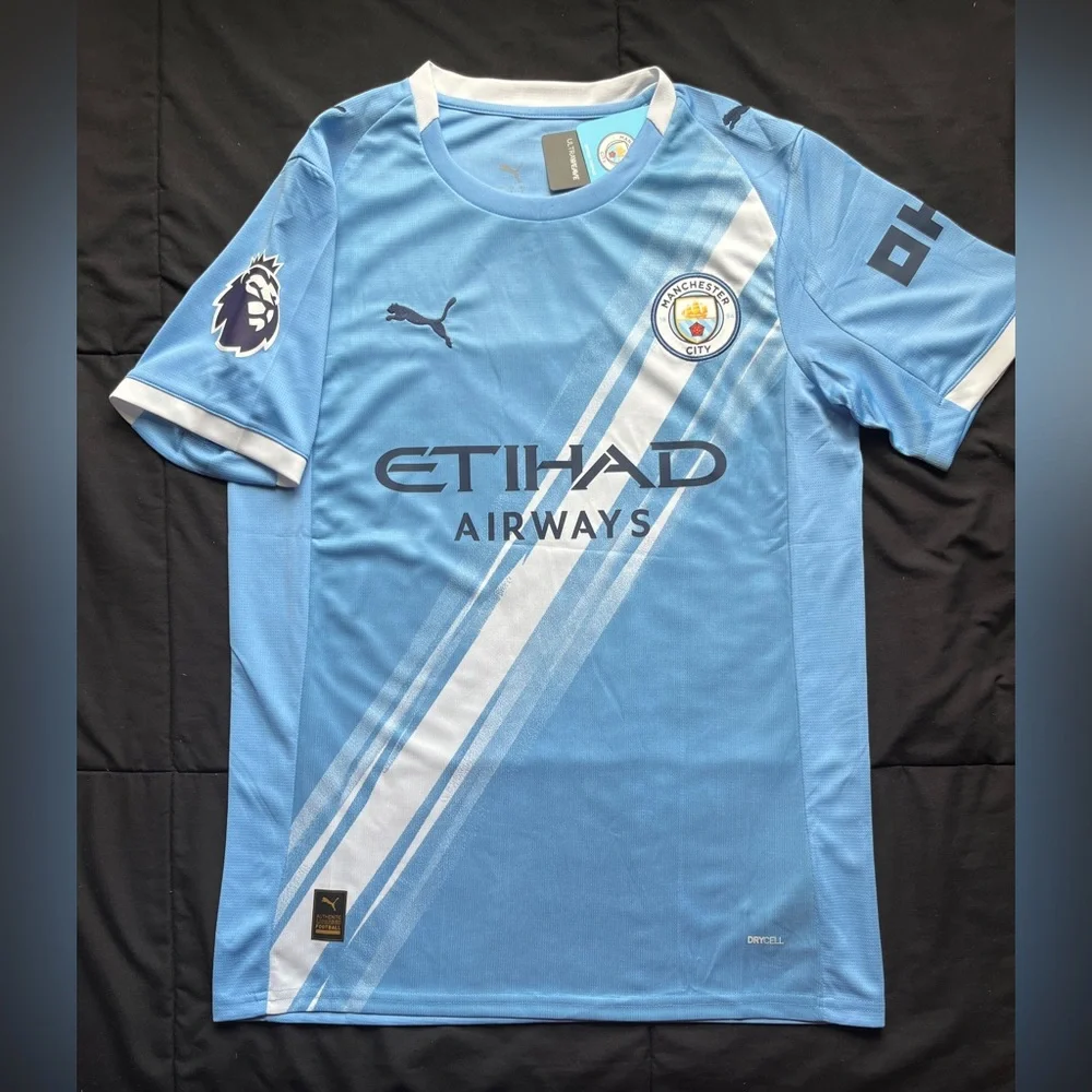 Haaland #9 Man City S-L Home Soccer Jersey light blue - Picture 5 of 5